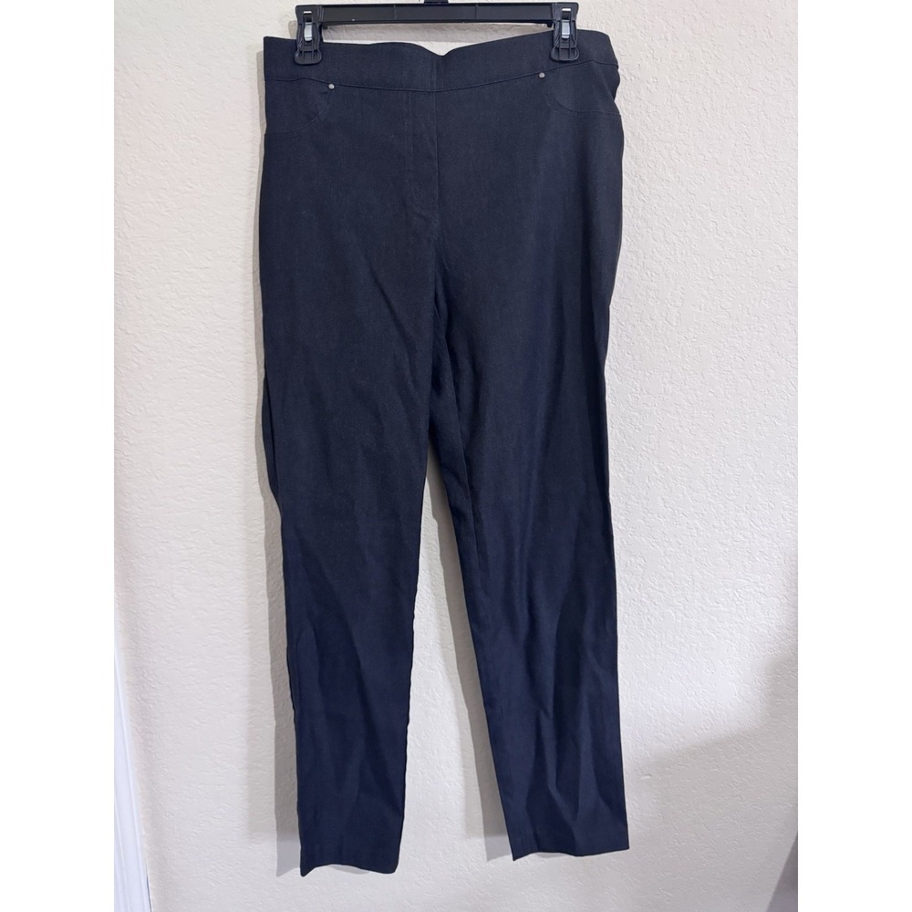 89th and Madison Women's Black Stretch Waist Straight Leg Trouser Pants Size M